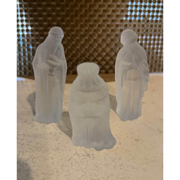Three Wise Men Nativity Frosted Glass Figurines - Picture 1 of 7